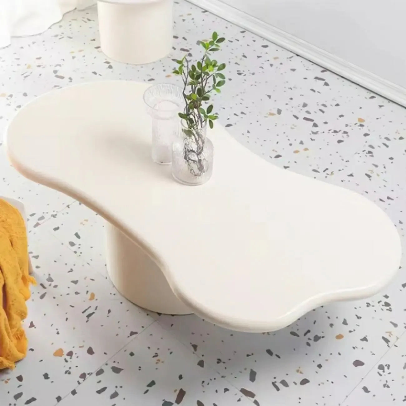 Modern Cream Oval Coffee Table with Minimalist Style