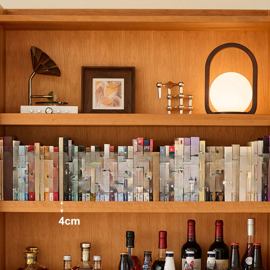 Adjustable Solid Wood Brown Display Cabinet with Light