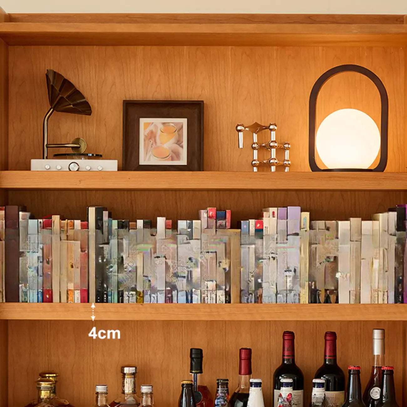 Adjustable Solid Wood Brown Display Cabinet with Light