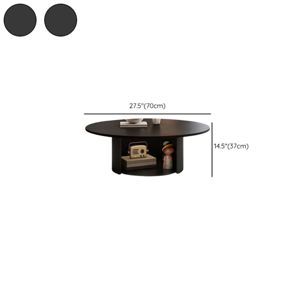 Modern Black Wooden Round Coffee Table Set for Indoor Use