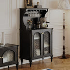 Black Wood Floor Countertop China Cabinet with Storage