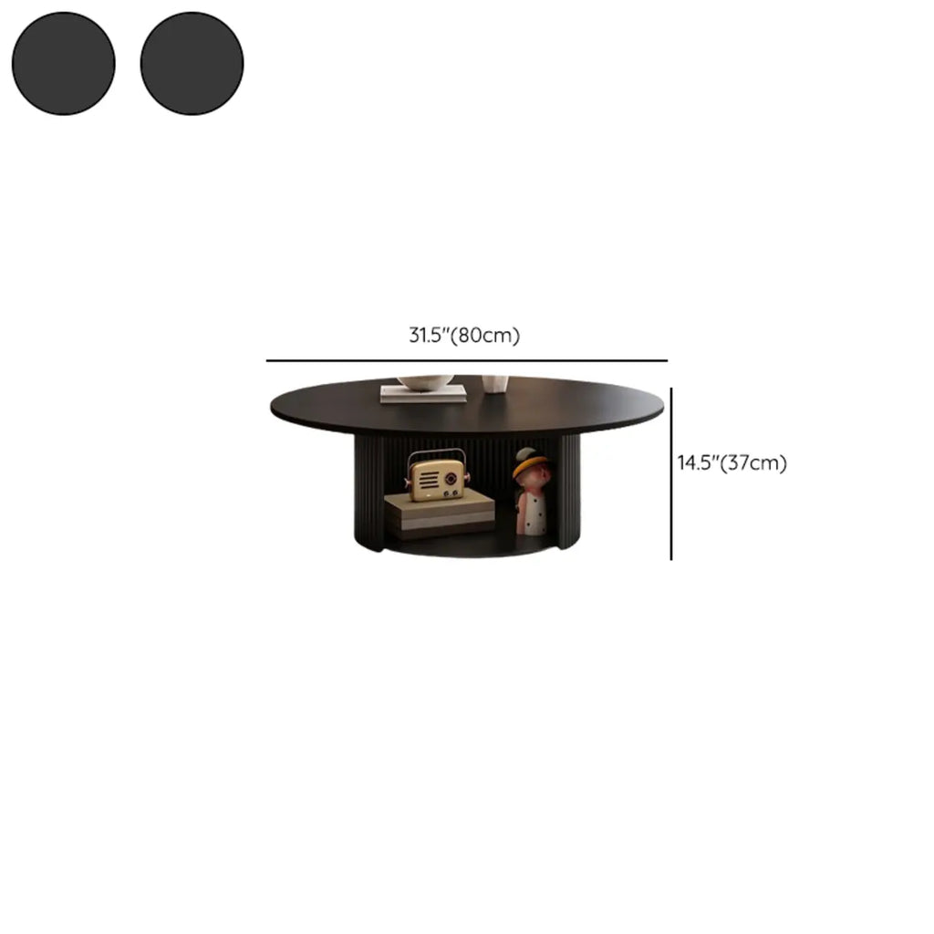 Modern Black Wooden Round Coffee Table Set for Indoor Use