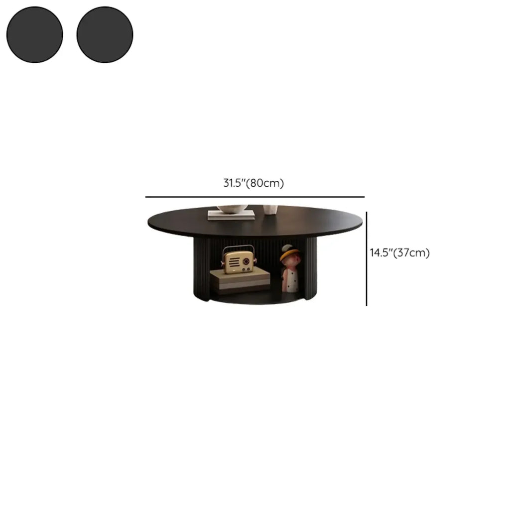 Modern Black Wooden Round Coffee Table Set for Indoor Use