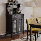 Black Wood Floor Countertop China Cabinet with Storage