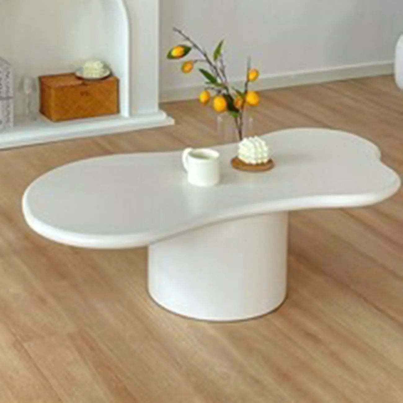 Modern Cream Oval Coffee Table with Minimalist Style