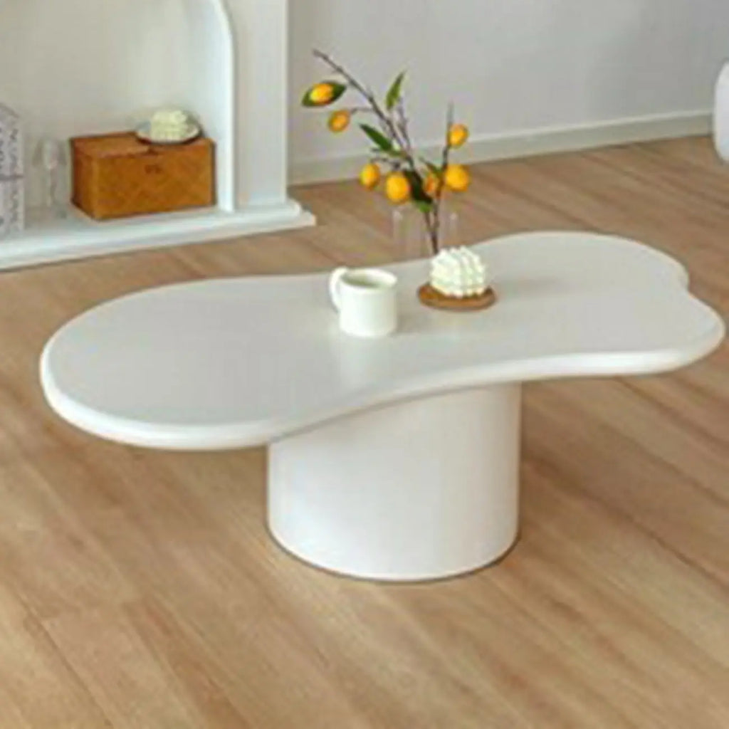 Modern Cream Oval Coffee Table with Minimalist Style