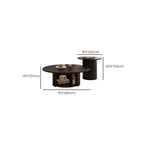 Modern Black Wooden Round Coffee Table Set for Indoor Use