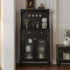 Black Wood Floor Countertop China Cabinet with Storage