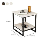 Glam Black Marble Side Table with Storage for Living Room