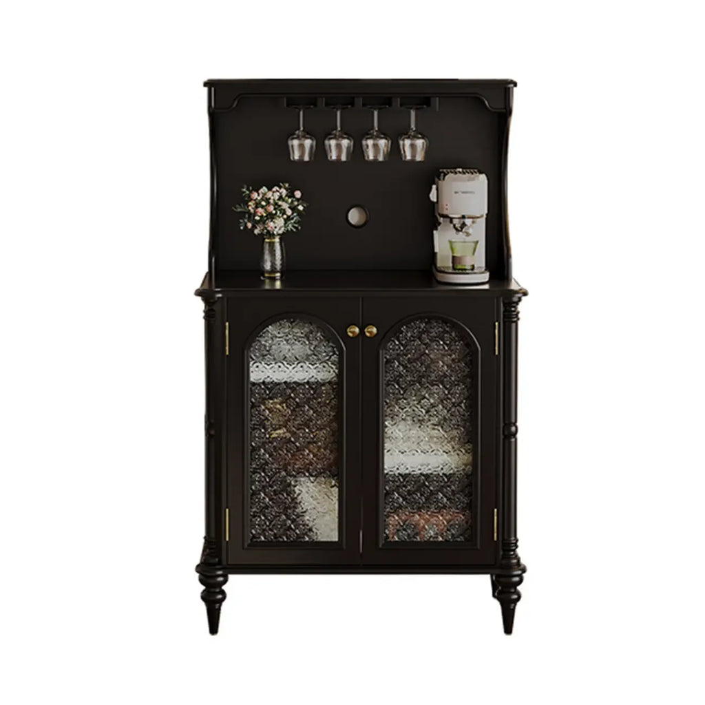 Black Wood Floor Countertop China Cabinet with Storage