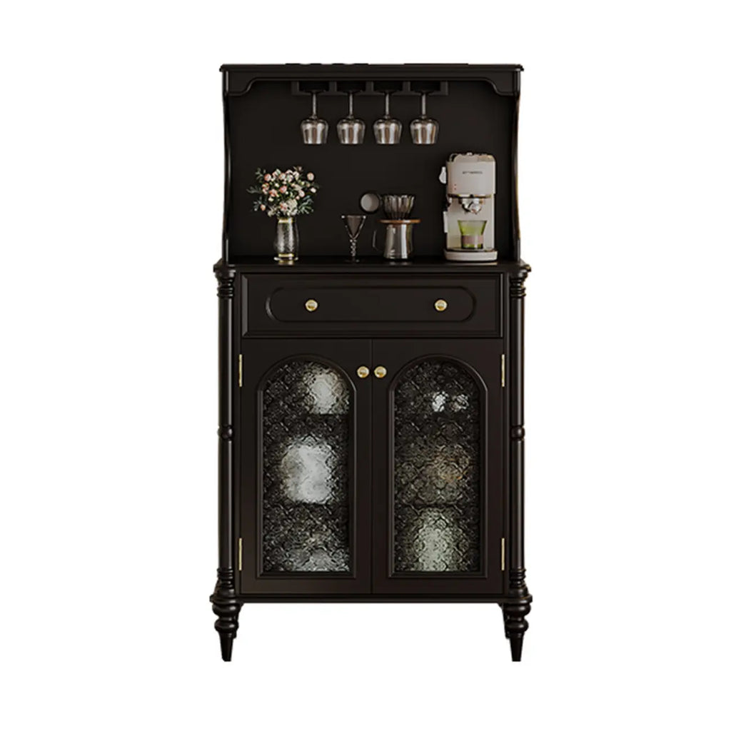 Black Wood Floor Countertop China Cabinet with Storage