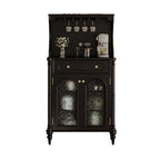 Black Wood Floor Countertop China Cabinet with Storage
