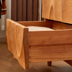 45H Vintage Square Textured Cherry Wood Chest with 5-Drawers