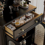 Black Wood Floor Countertop China Cabinet with Storage
