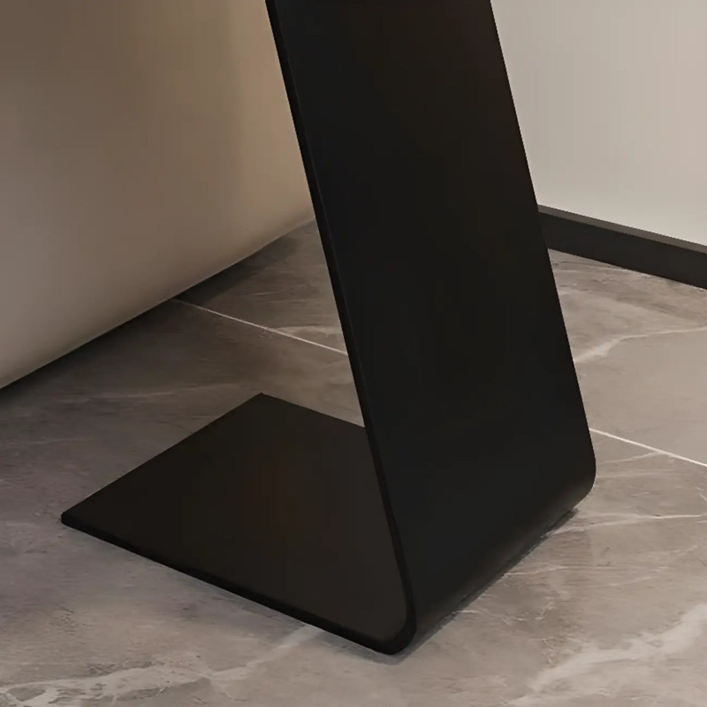 Black Metal Base Round C-Shaped Marble Side Table for Couch