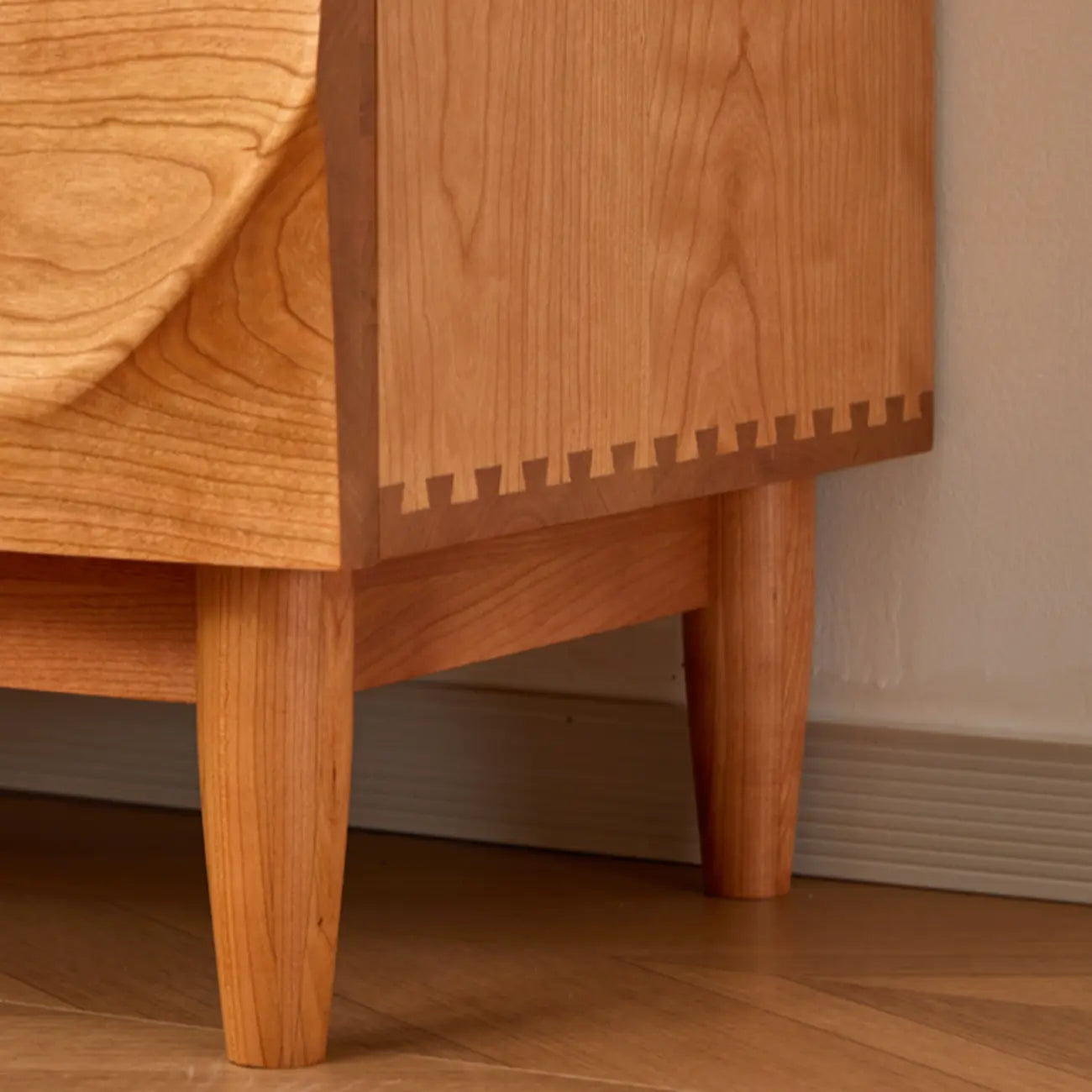 45H Vintage Square Textured Cherry Wood Chest with 5-Drawers