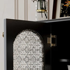 Black Wood Floor Countertop China Cabinet with Storage