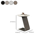 Black Metal Base Round C-Shaped Marble Side Table for Couch