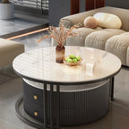Modern White Round Nesting Coffee Table Set with Steel Base