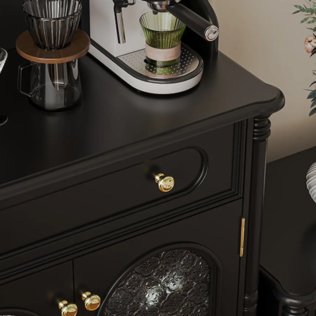 Black Wood Floor Countertop China Cabinet with Storage
