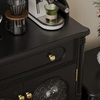 Black Wood Floor Countertop China Cabinet with Storage
