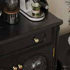 Black Wood Floor Countertop China Cabinet with Storage