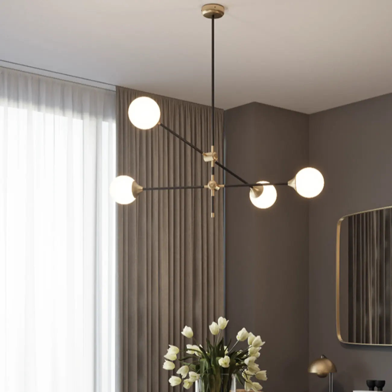 6-Light Black Industrial Sputnik Chandelier