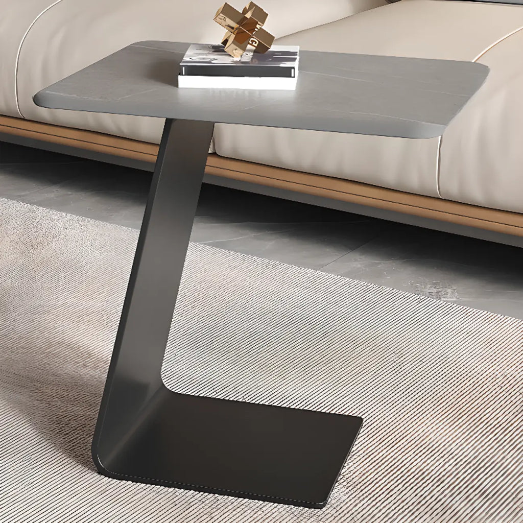 C-Shaped Glass Round End Table for Living Room