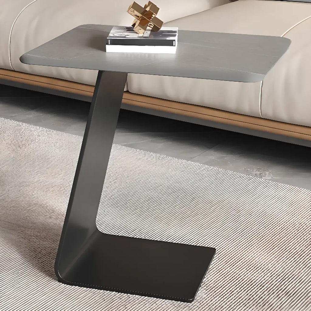 C-Shaped Glass Round End Table for Living Room