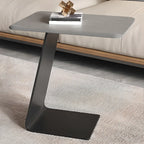 C-Shaped Glass Round End Table for Living Room