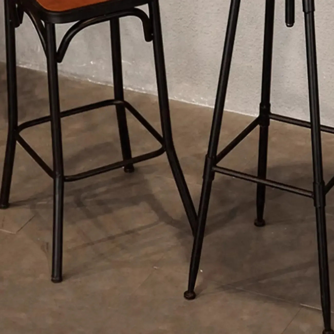 Rustic Wooden Adjustable Pub Bar Table with Metal Footrest