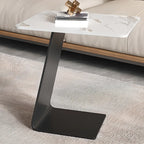 C-Shaped Glass Round End Table for Living Room