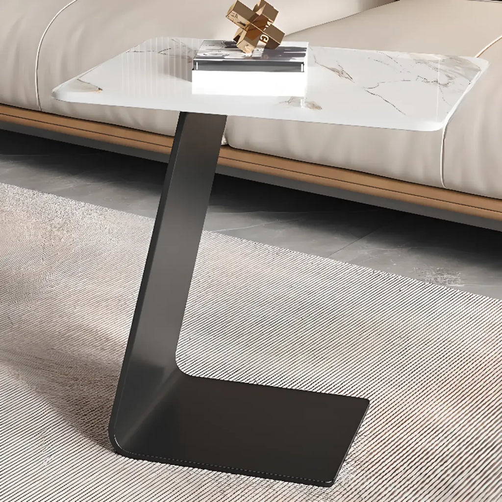 C-Shaped Glass Round End Table for Living Room