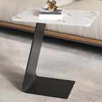 C-Shaped Glass Round End Table for Living Room