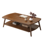 2-Tier Scandinavian Wooden Coffee Table with Storage Design