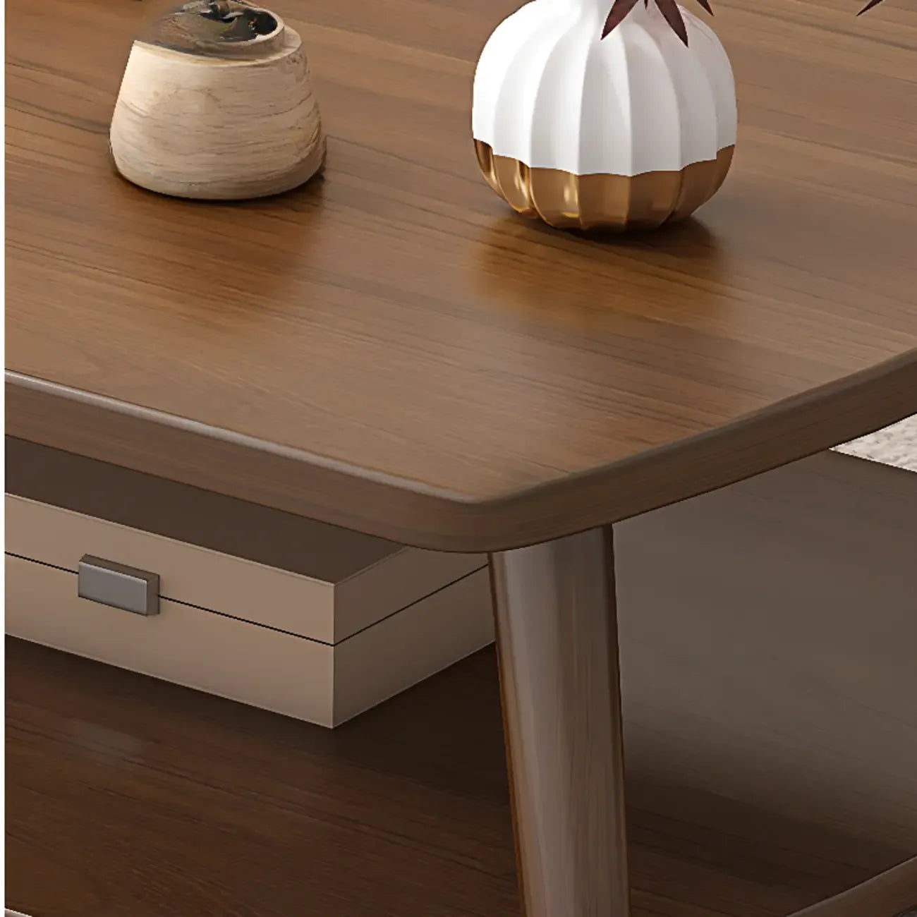 2-Tier Scandinavian Wooden Coffee Table with Storage Design