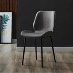 Modern Wingback Faux Leather Upholstered Metal Dining Chair