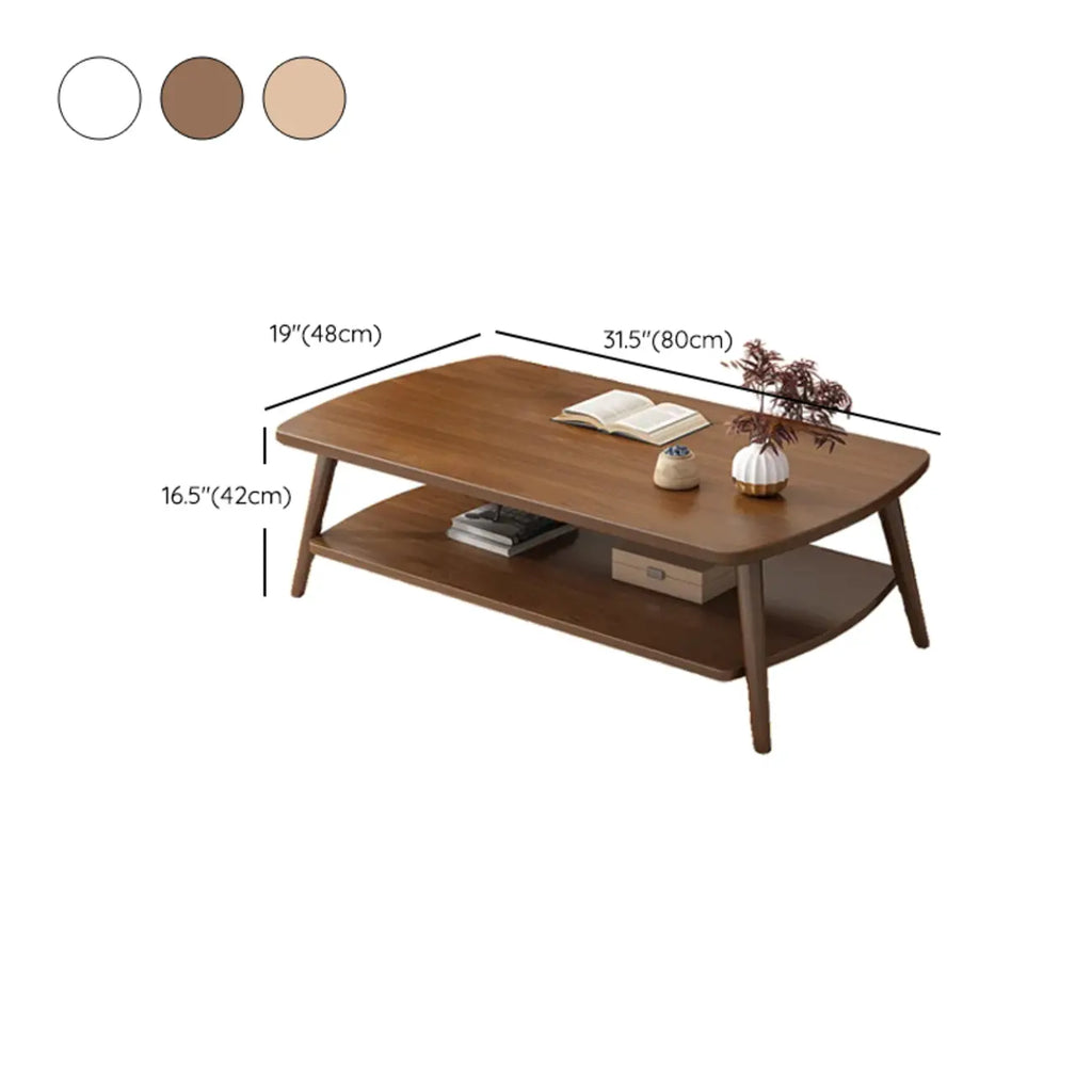 2-Tier Scandinavian Wooden Coffee Table with Storage Design