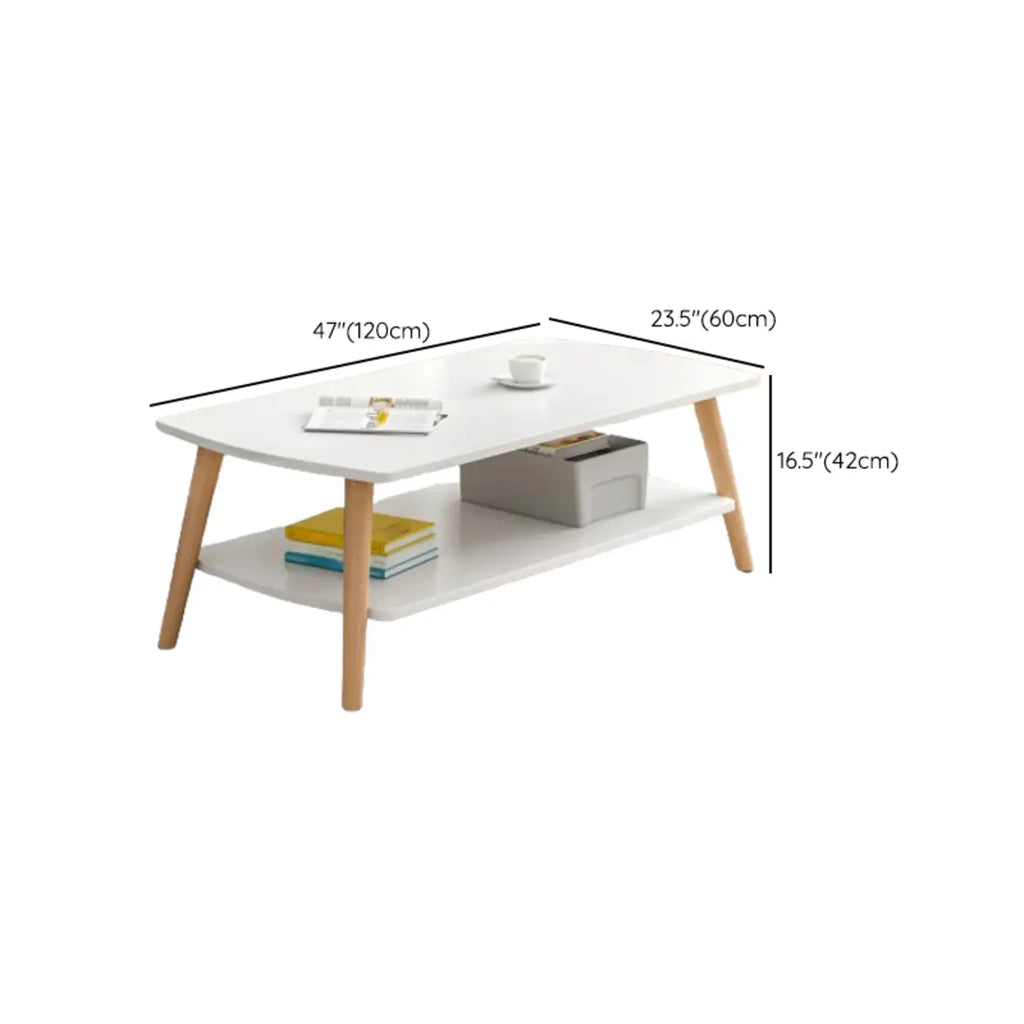 2-Tier Scandinavian Wooden Coffee Table with Storage Design