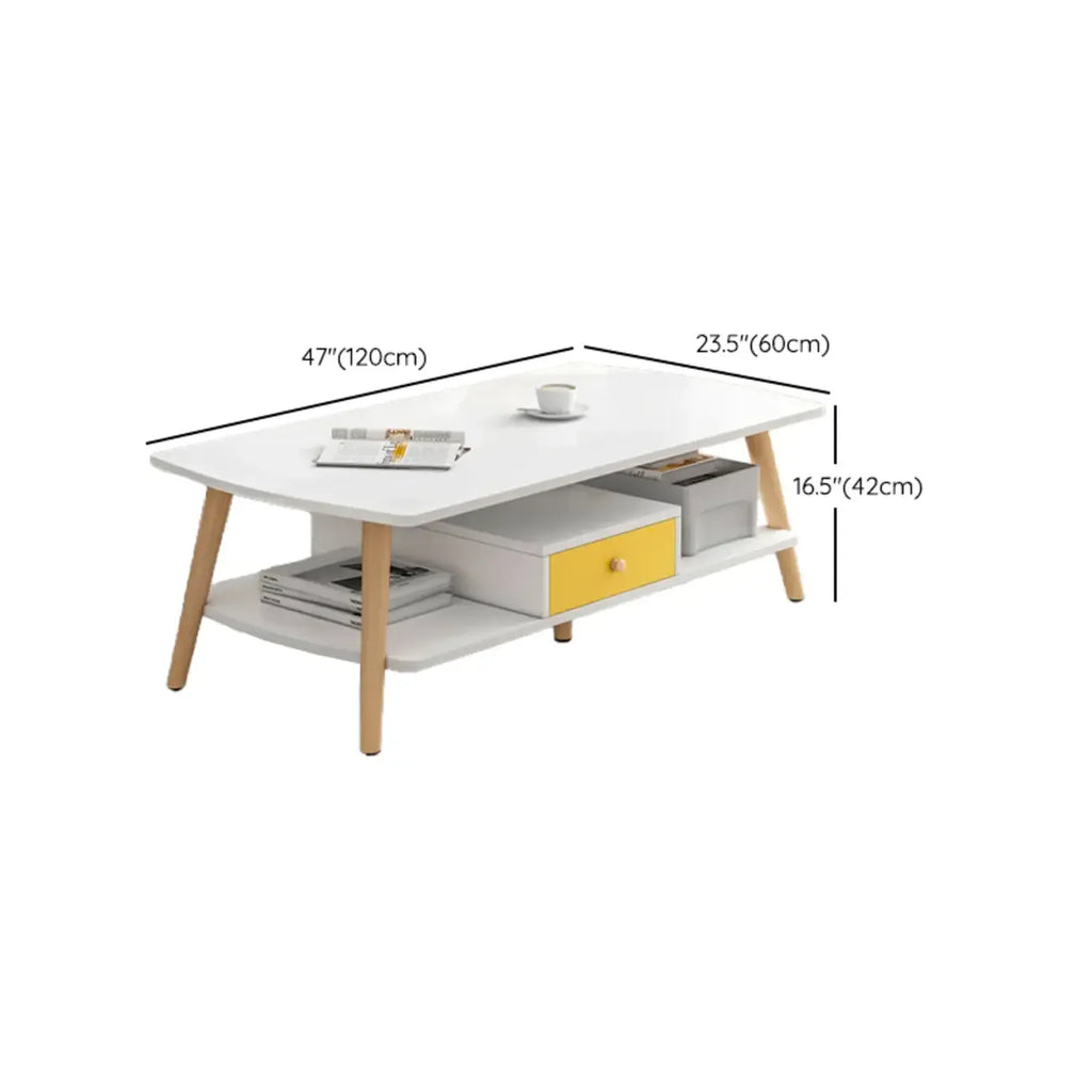 2-Tier Scandinavian Wooden Coffee Table with Storage Design