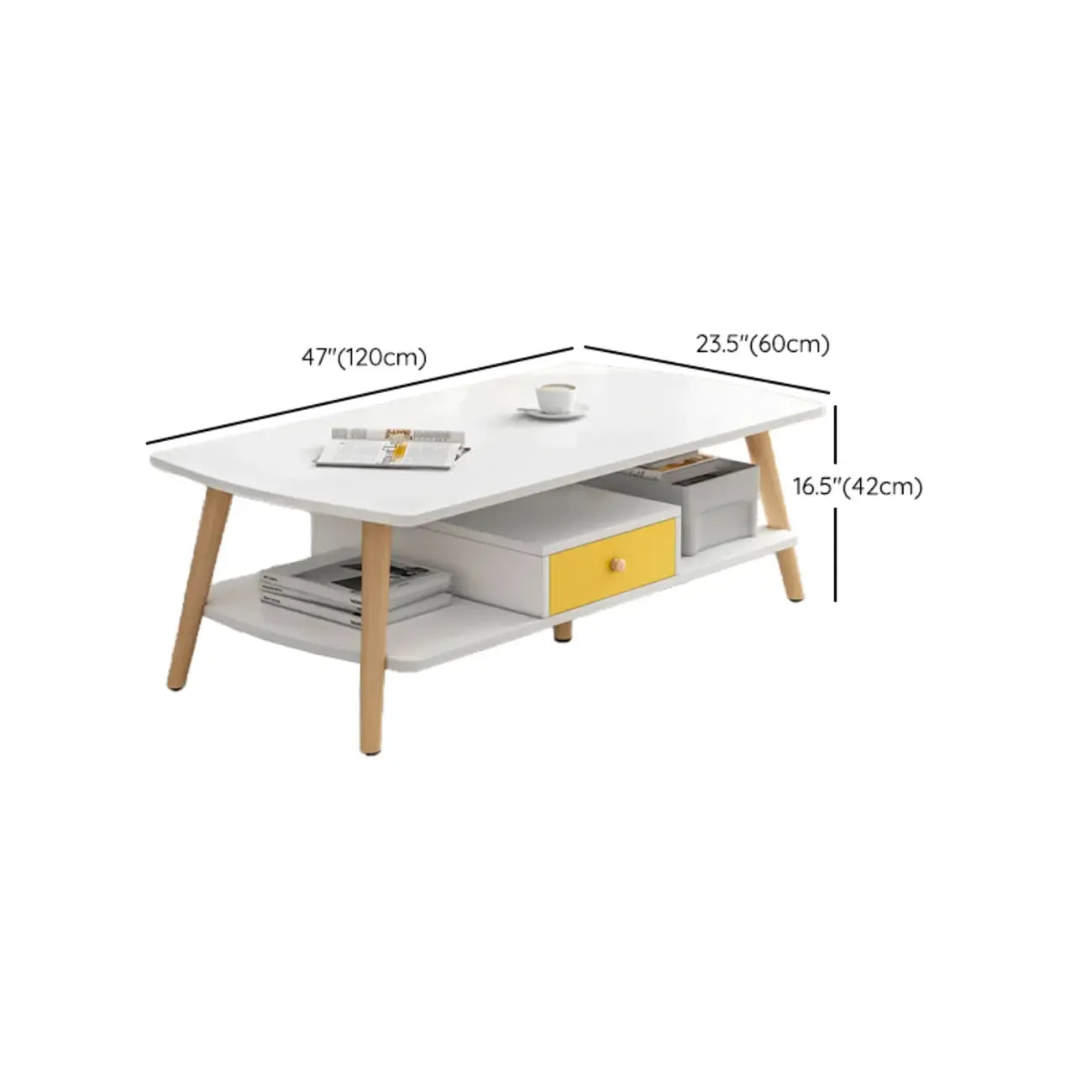 2-Tier Scandinavian Wooden Coffee Table with Storage Design