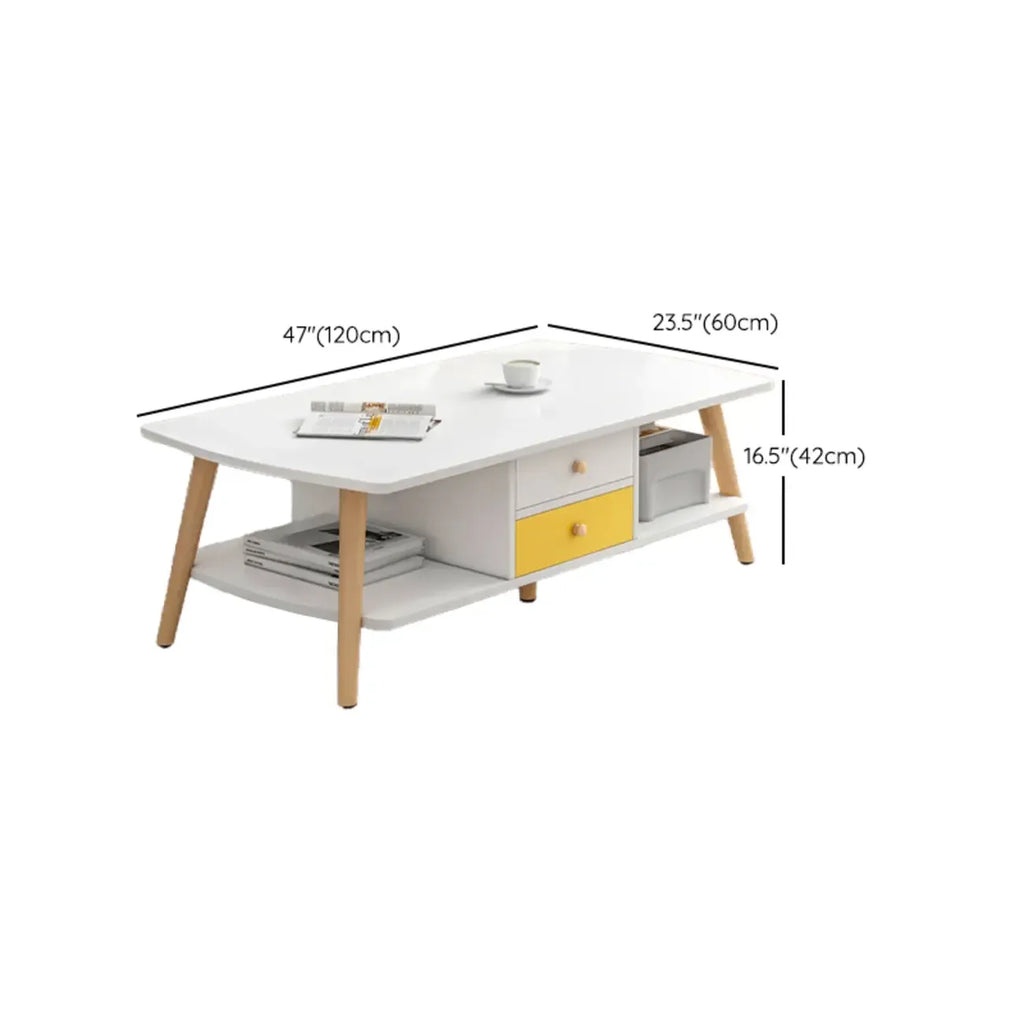 2-Tier Scandinavian Wooden Coffee Table with Storage Design