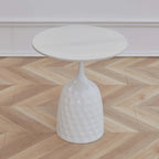 Metal Pedestal Round Marble Side Table for Living Room