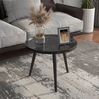 White Round Wooden End Table for Living Room