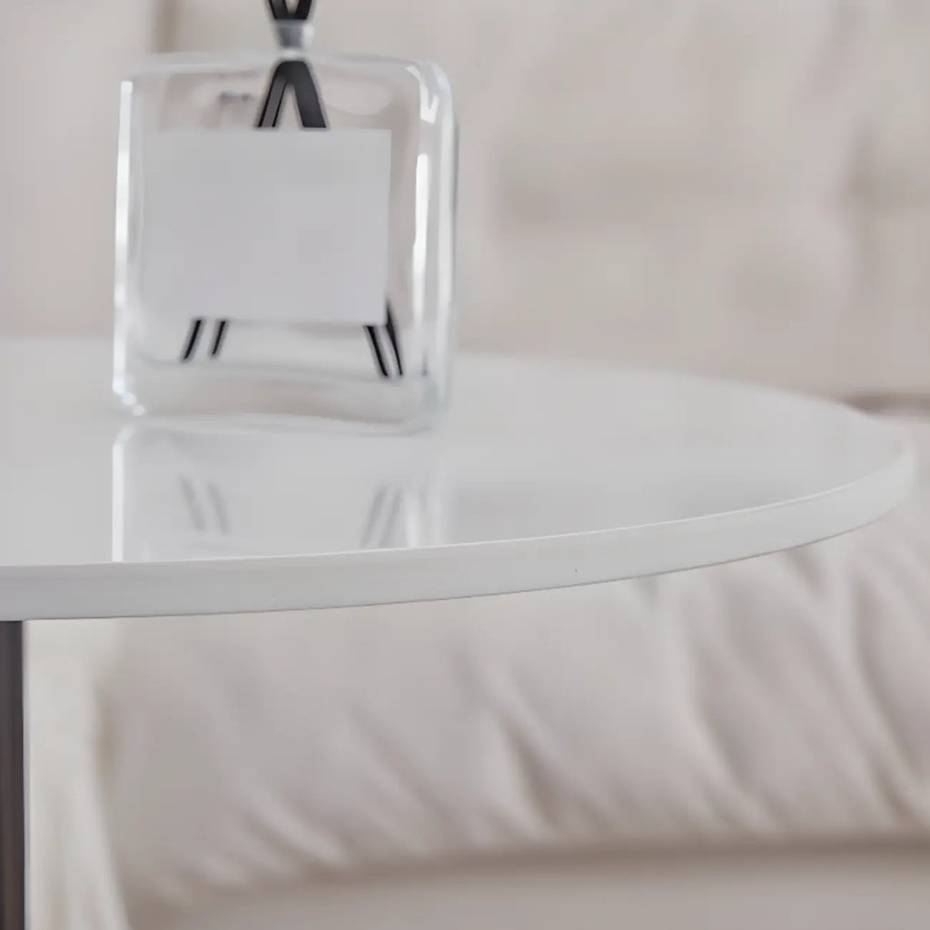 Metal Pedestal Round Marble Side Table for Living Room