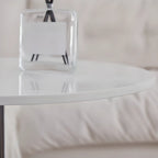 Metal Pedestal Round Marble Side Table for Living Room