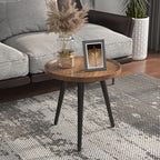 White Round Wooden End Table for Living Room