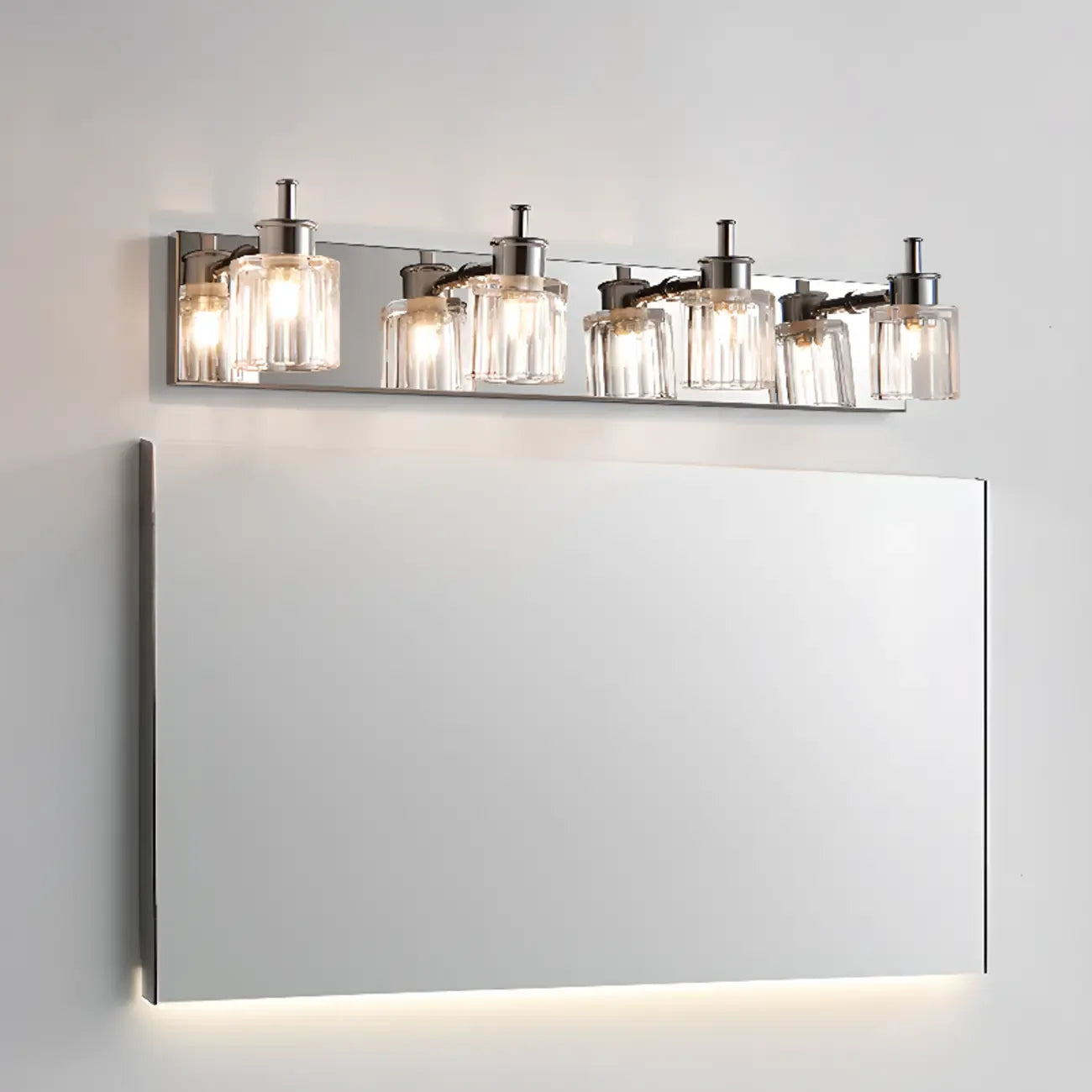 4 Bulb Vintage Bath Vanity Light with Brushed Nickel Shade
