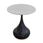 Metal Pedestal Round Marble Side Table for Living Room