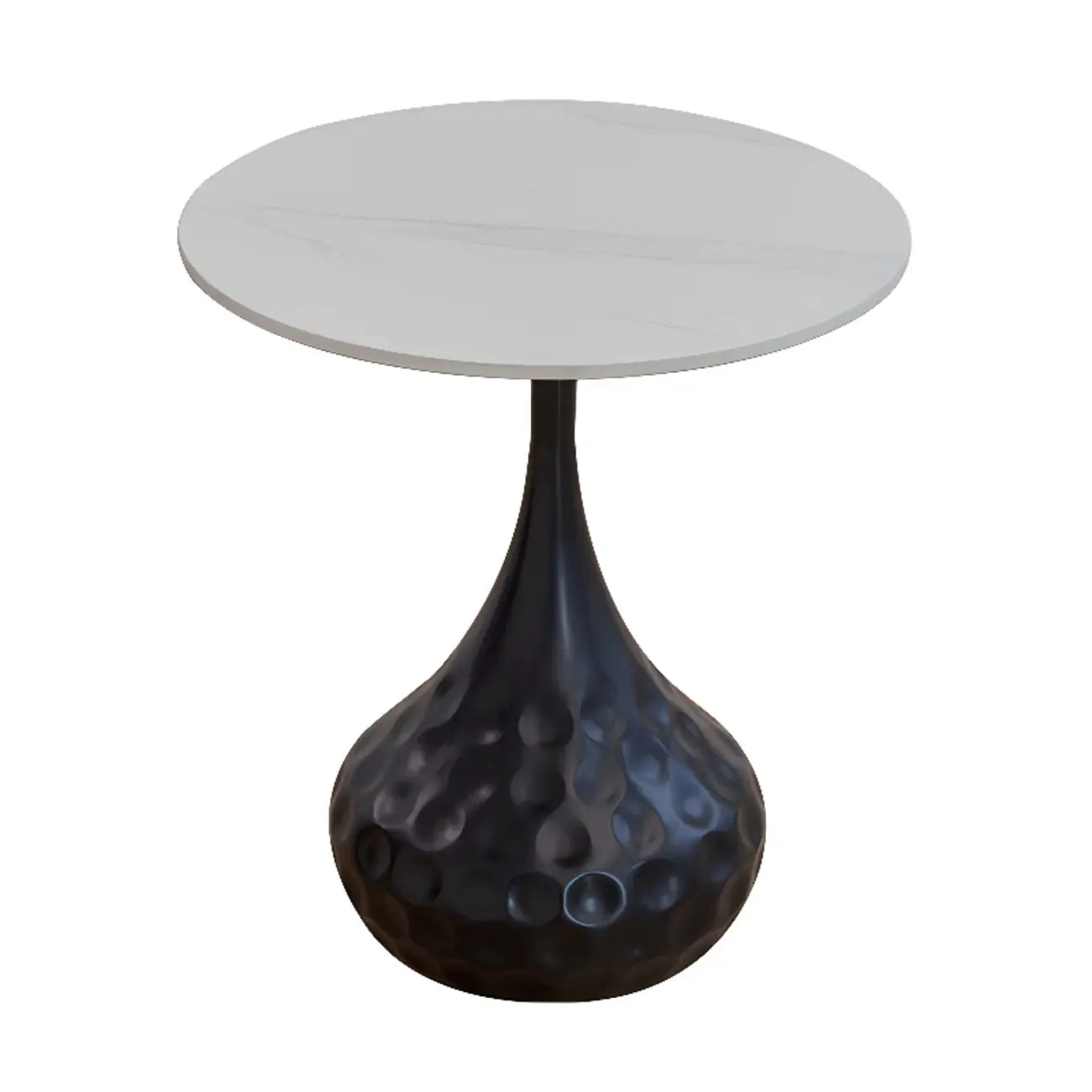 Metal Pedestal Round Marble Side Table for Living Room